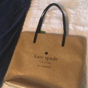 Kate Spade Bon Shopper Gold Sparkle Tote Bag